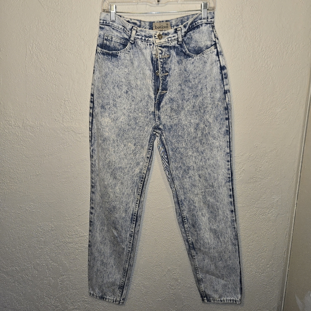 Bonjour Vintage Acid Wash High-Waisted Jeans Womens Size 12